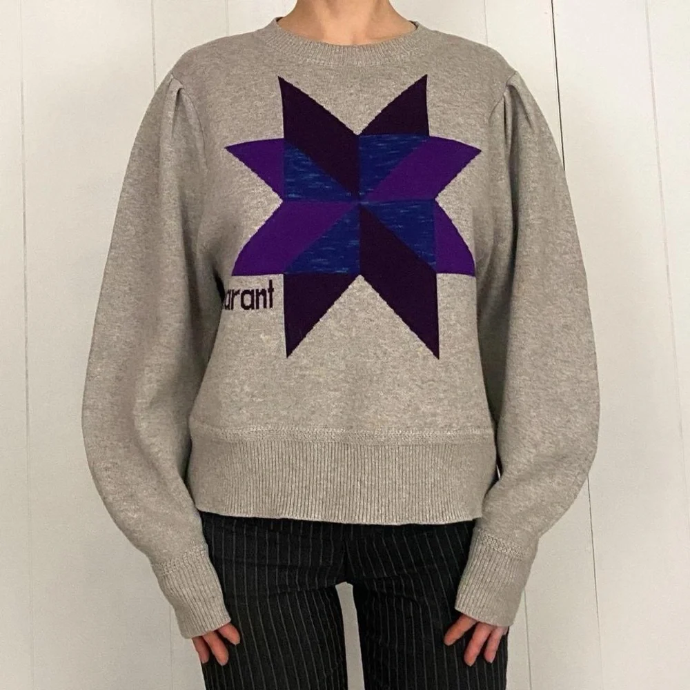Isabel Marant Gray and Purple Star Sweater - Picture 4 of 5